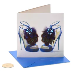 Fashion Feather Heels Birthday Greeting Card