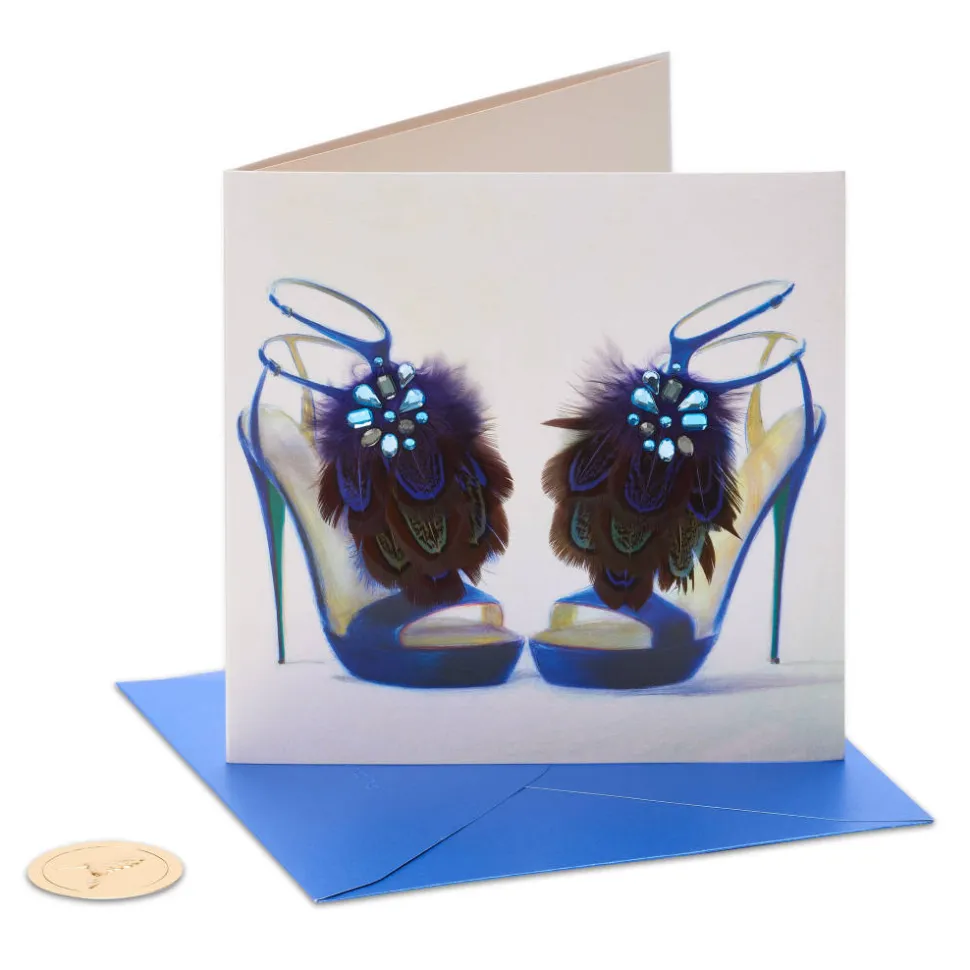 Fashion Feather Heels Birthday Greeting Card