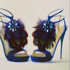 Fashion Feather Heels Birthday Greeting Card