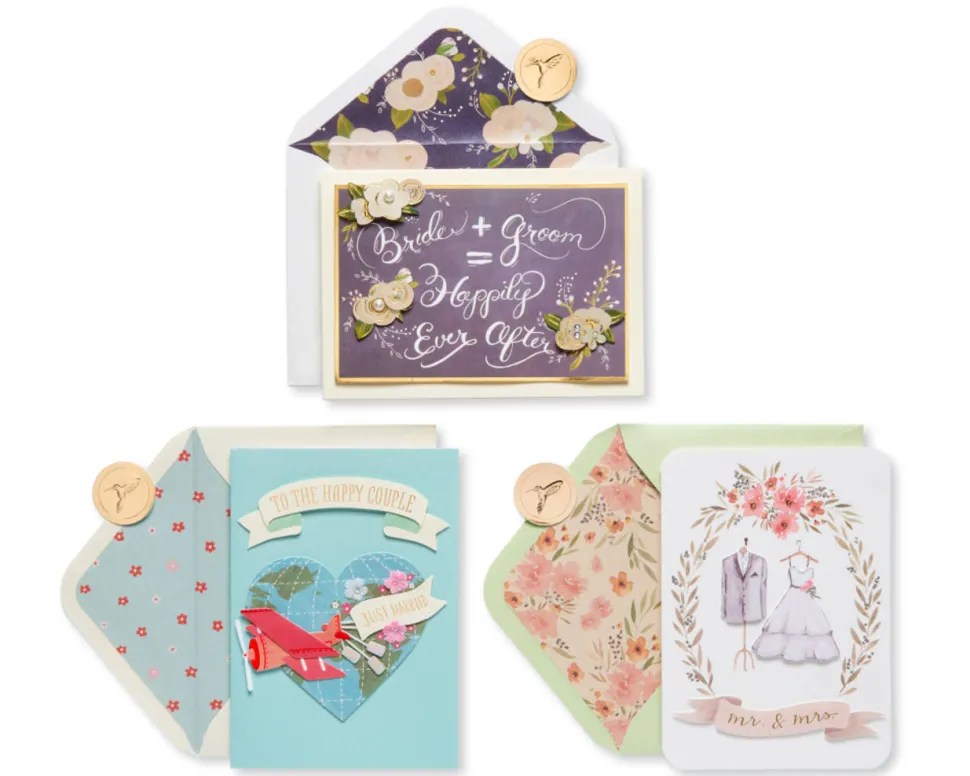 Fashionable Wedding Greeting Card Bundle, 3-Count