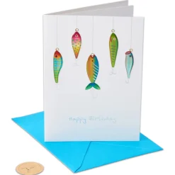 Fish on Hooks Birthday Greeting Card