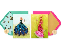 Flamingo and Butterfly Birthday Greeting Card Bundle, 2-Count- Designed by Bella Pilar