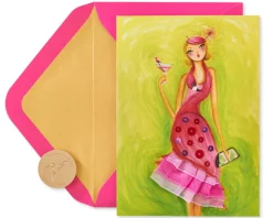Flamingo Dress Birthday Greeting Card- Designed by Bella Pilar