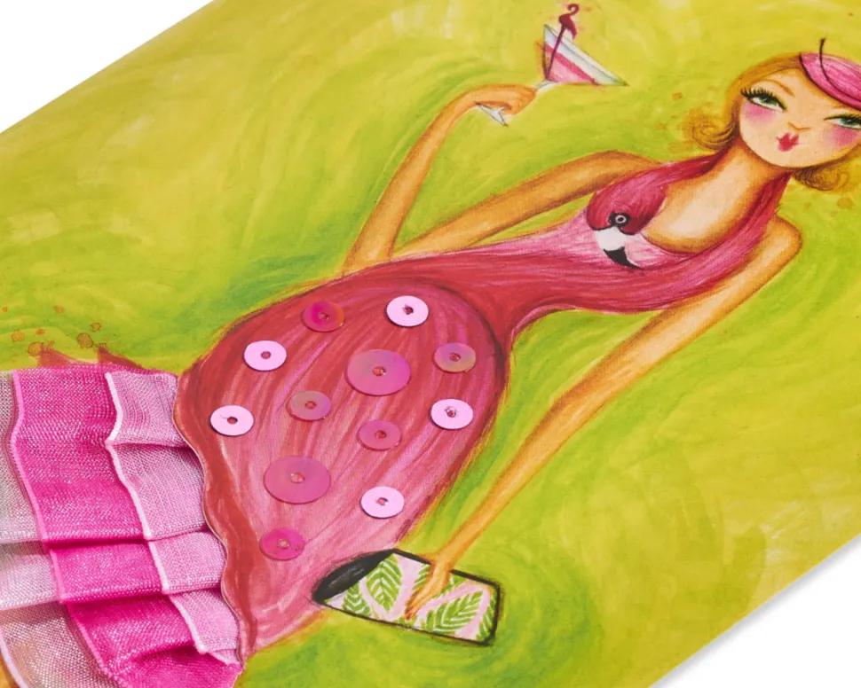 Flamingo Dress Birthday Greeting Card- Designed by Bella Pilar