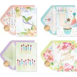 Floral and Candles Birthday Card Assortment, 4-Count