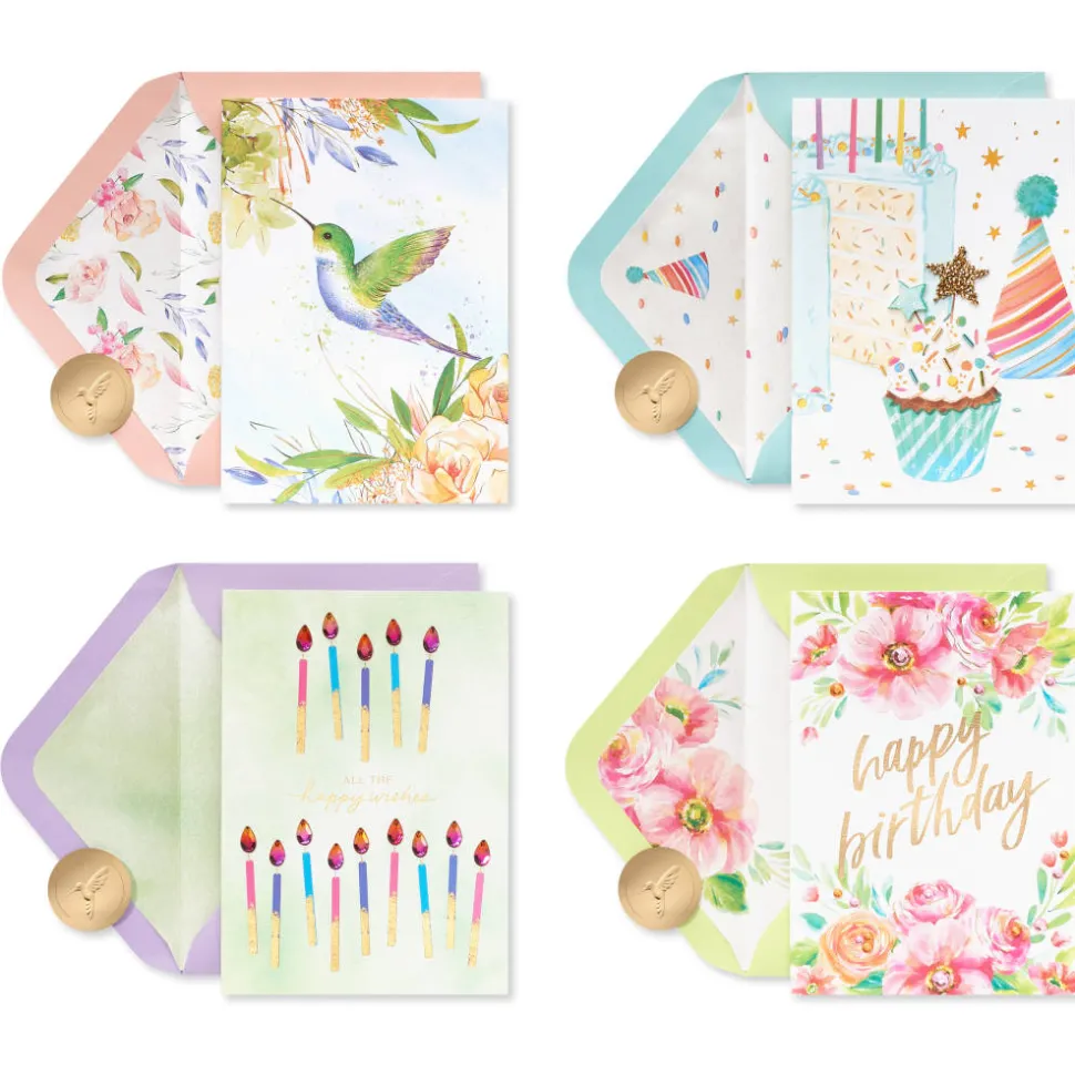 Floral and Candles Birthday Card Assortment, 4-Count