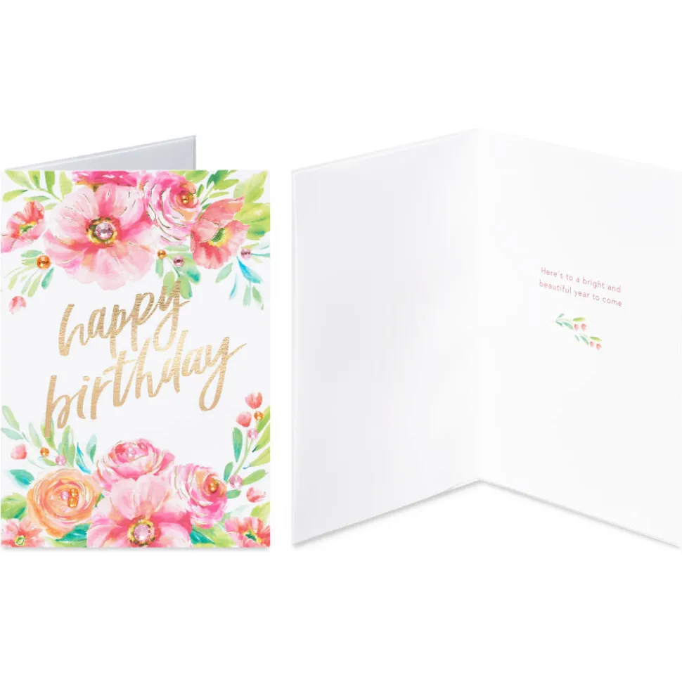 Floral and Candles Birthday Card Assortment, 4-Count