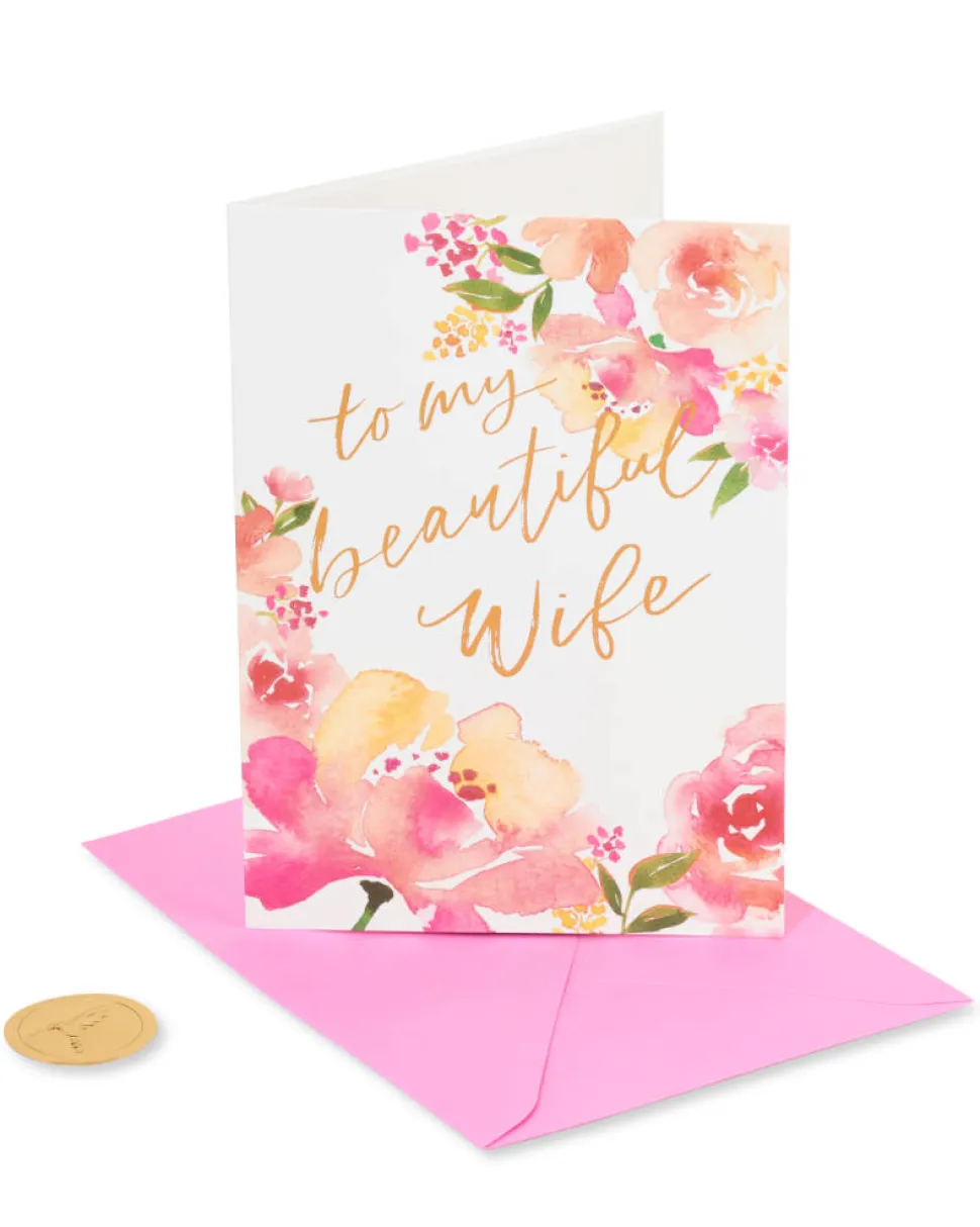 Floral Anniversary Greeting Card for Wife