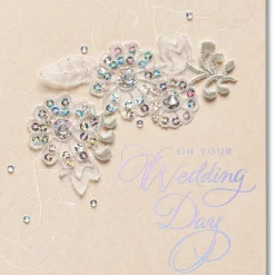 Floral Applique Wedding Greeting Card