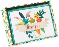 Floral Banner Thank You Boxed Blank Note Cards with Envelopes, 12-Count