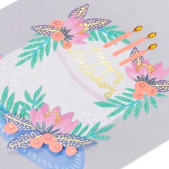 Floral Berries Cake Birthday Greeting Card