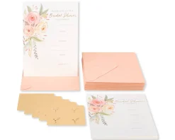 Floral Bridal Shower Blank Invitations with Envelopes, Floral, 20-Count
