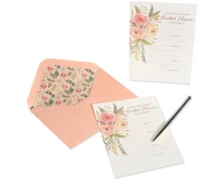 Floral Bridal Shower Blank Invitations with Envelopes, Floral, 20-Count