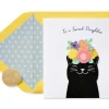 Floral Cat Birthday Greeting Card