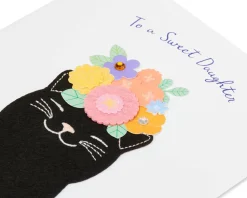 Floral Cat Birthday Greeting Card