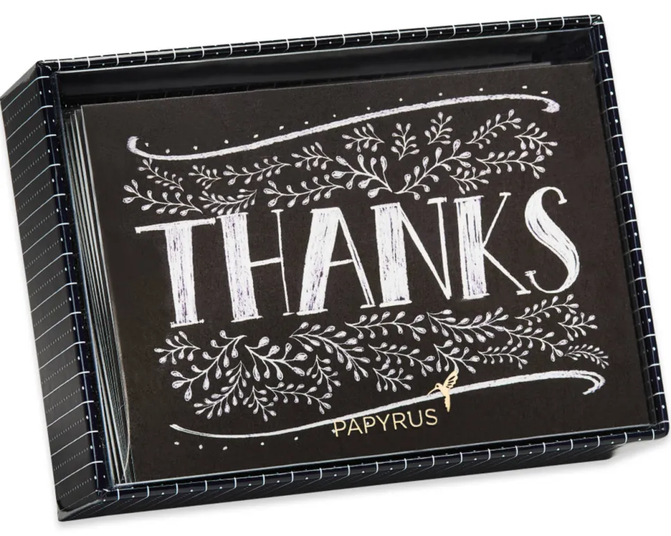 Floral Chalkboard Thank You Boxed Blank Note Cards with Envelopes, 14-Count