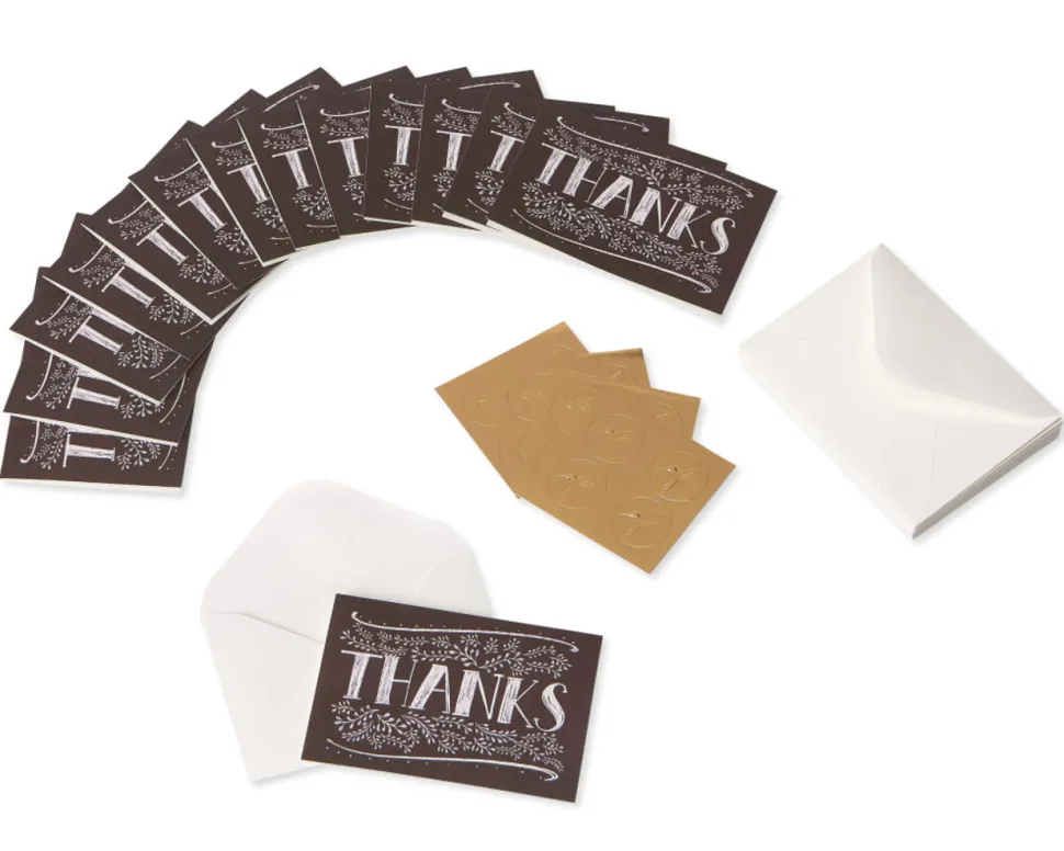 Floral Chalkboard Thank You Boxed Blank Note Cards with Envelopes, 14-Count