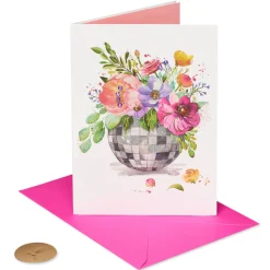 Floral Disco Ball Blank Greeting Card