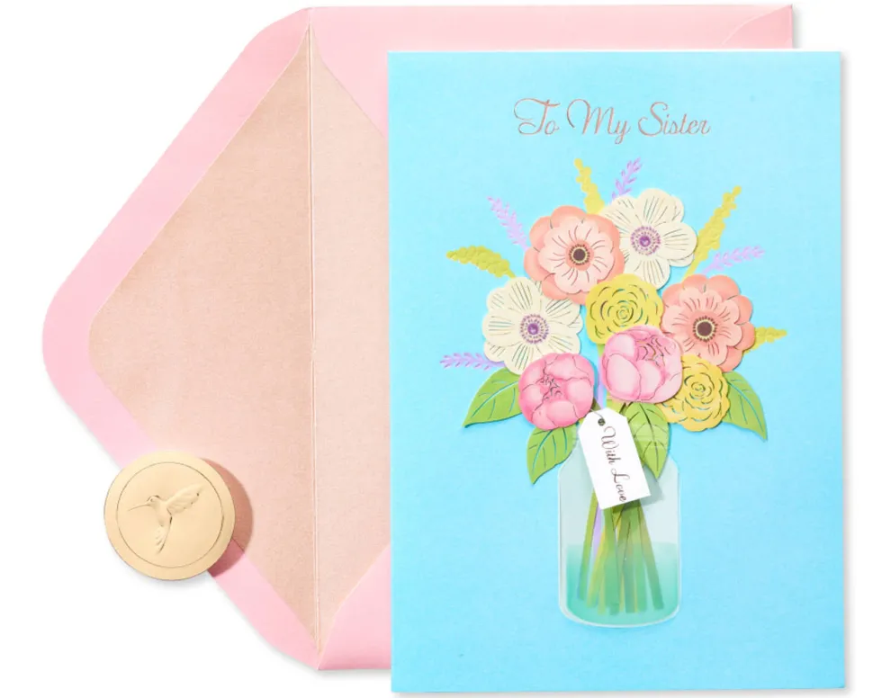 Floral In Vase Birthday Greeting Card