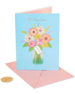 Floral In Vase Birthday Greeting Card