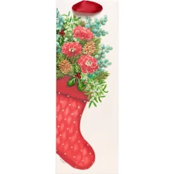 Floral Stocking Christmas Wine Gift Bag – Designed by Bella Pilar, 1 Bag