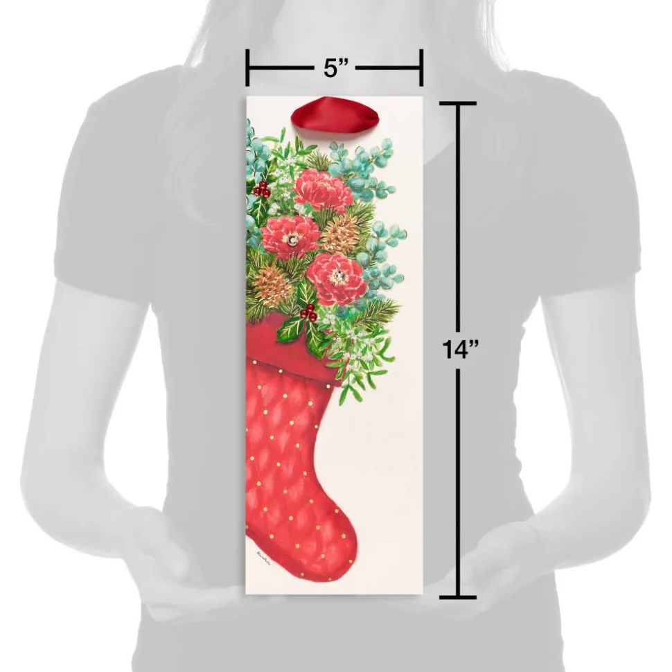 Floral Stocking Christmas Wine Gift Bag – Designed by Bella Pilar, 1 Bag