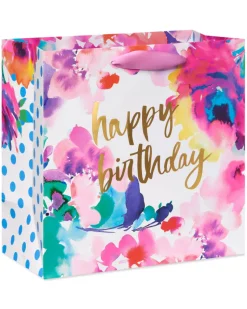 Floral Watercolor Large Birthday Gift Bag, 1 Bag