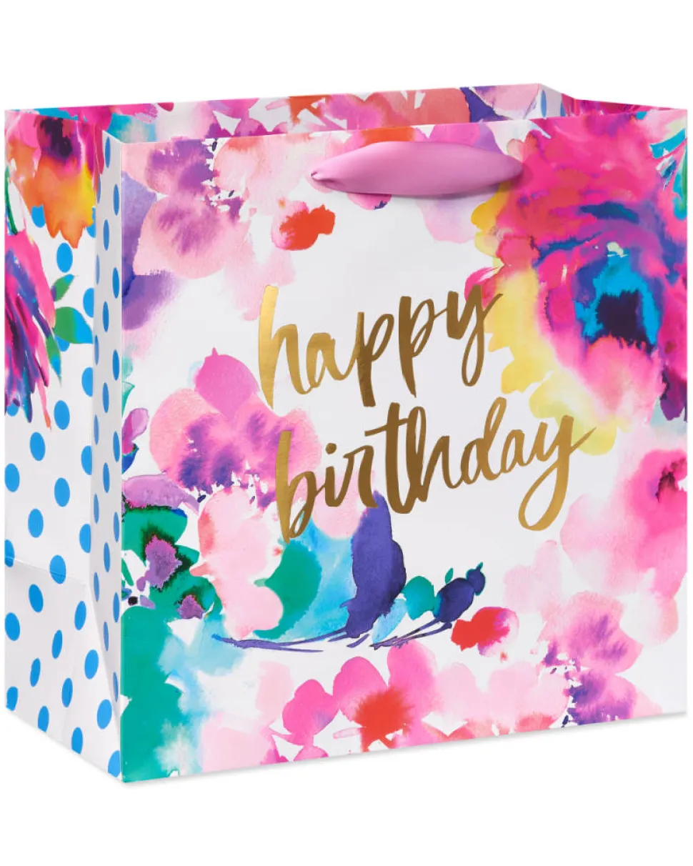 Floral Watercolor Large Birthday Gift Bag, 1 Bag
