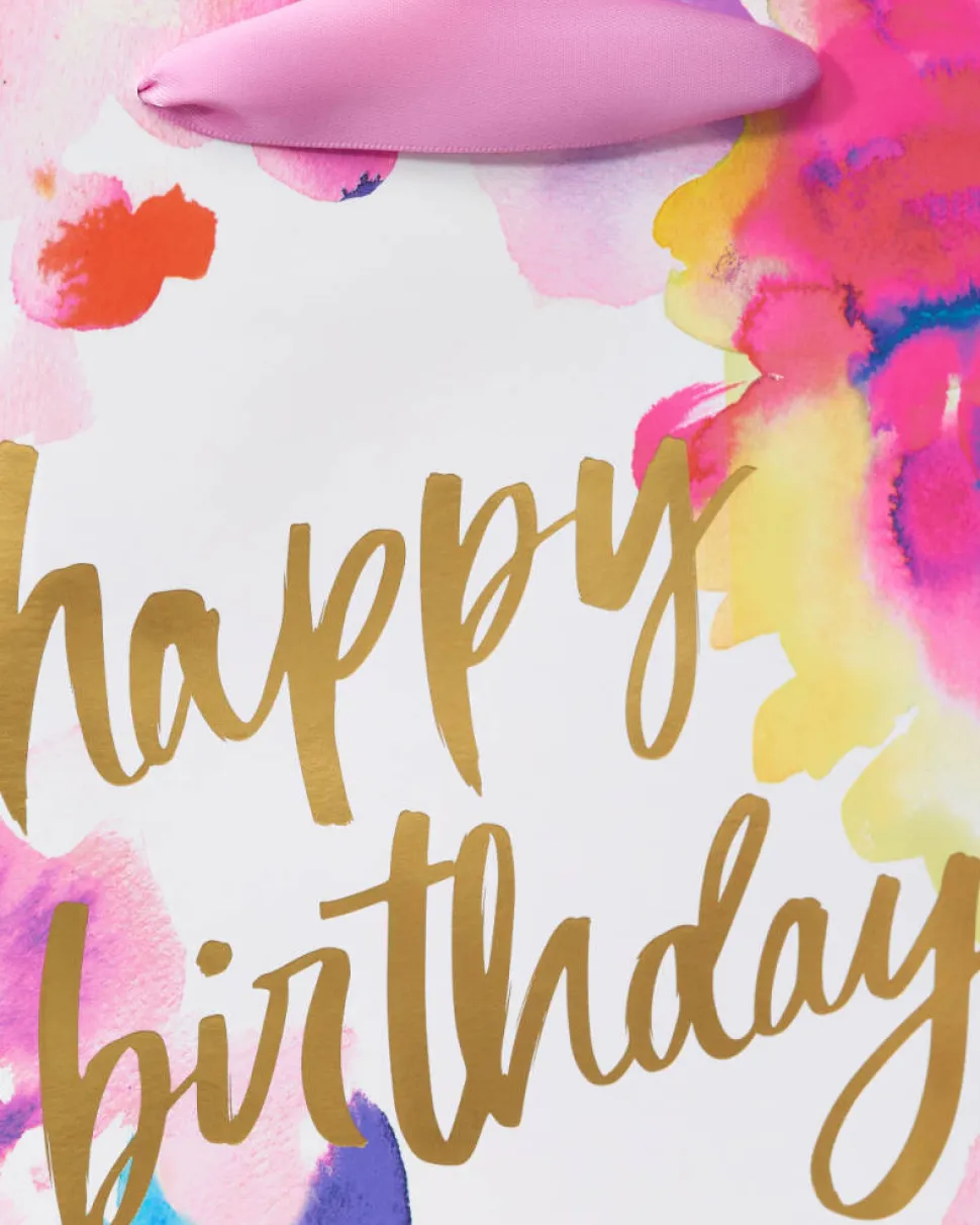 Floral Watercolor Large Birthday Gift Bag, 1 Bag