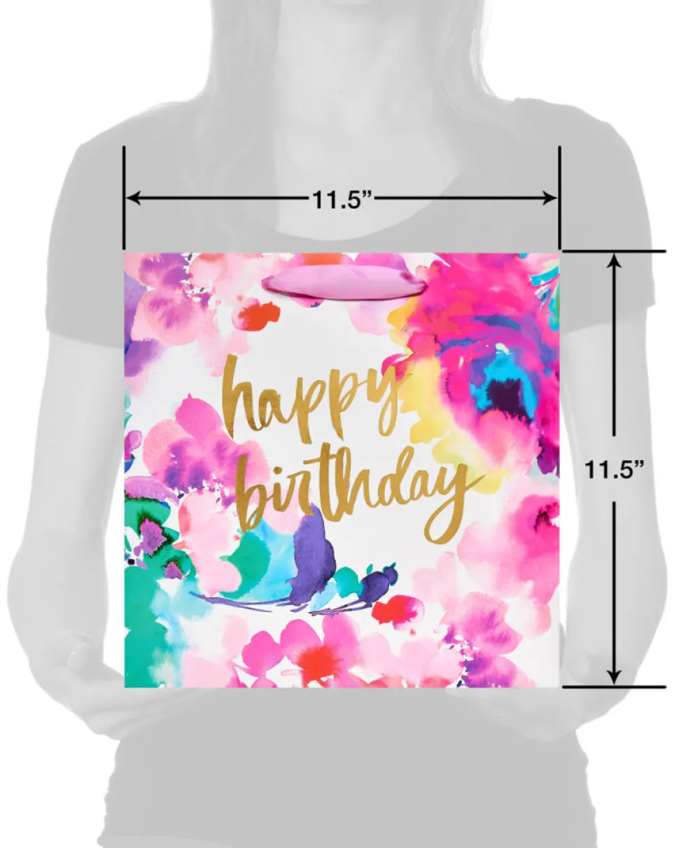 Floral Watercolor Large Birthday Gift Bag, 1 Bag
