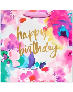 Floral Watercolor Large Birthday Gift Bag, 1 Bag