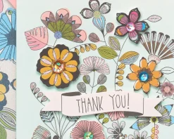 Flowers & Bike Handmade Thank You Boxed Blank Note Cards with Glitter, 8-Count