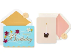 Flowers and Dessert Birthday Greeting Card Bundle for Her, 2-Count