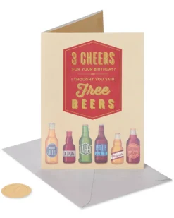 Free Beers Funny Birthday Greeting Card for Him