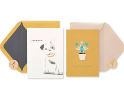 Frenchie Dog and Daisies Thank You Greeting Card Bundle, 2-Count