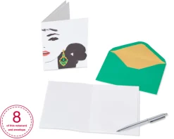 Gem Earring Boxed Cards and Envelopes, 8-Count