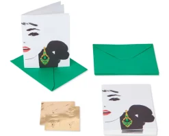 Gem Earring Boxed Cards and Envelopes, 8-Count