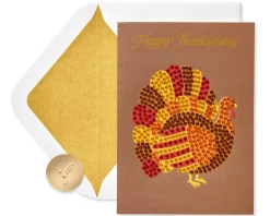 Gemmed Turkey Happy Thanksgiving Greeting Card