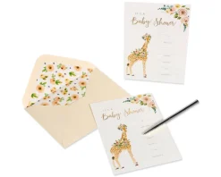Giraffe Baby Shower Blank Invitations with Envelopes, 20-Count