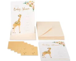Giraffe Baby Shower Blank Invitations with Envelopes, 20-Count