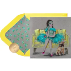 Girl & French Bulldog Blank Greeting Card – Designed by Bella Pilar