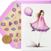 Girl with Balloon Birthday Greeting Card- Designed by Bella Pilar