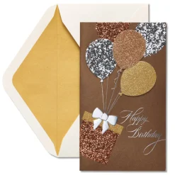Glitter Balloons Birthday Greeting Card