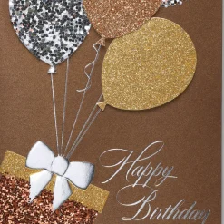 Glitter Balloons Birthday Greeting Card