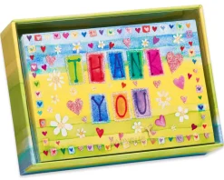 Glitter Hearts Thank You Boxed Blank Note Cards, 14-Count