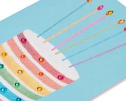Glittered Rainbow Cake Birthday Greeting Card