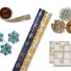 Glitz and Glam Holiday Wrapping Paper Set, 2 Rolls, 3 Bows, 1 Ribbon, 3 Tags, 12 Labels