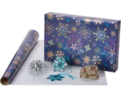 Glitz and Glam Holiday Wrapping Paper Set, 2 Rolls, 3 Bows, 1 Ribbon, 3 Tags, 12 Labels