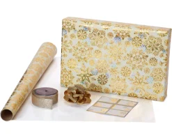 Glitz and Glam Holiday Wrapping Paper Set, 2 Rolls, 3 Bows, 1 Ribbon, 3 Tags, 12 Labels