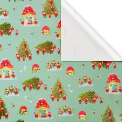 Gnomes, Santa Train Holiday Wrapping Paper Rolls, 2 Rolls